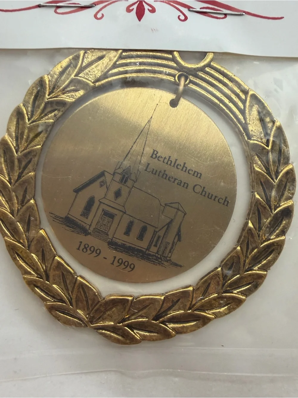The Hometown Collection Gold Church Ornament - Bethlehem Lutheran Church